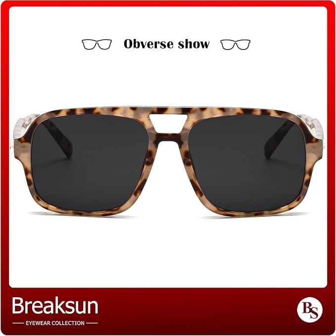Retro Aviator Sunglasses for Women Men Trendy Classic 70s Square Green Aviator Sun Glasses Vintage Shades