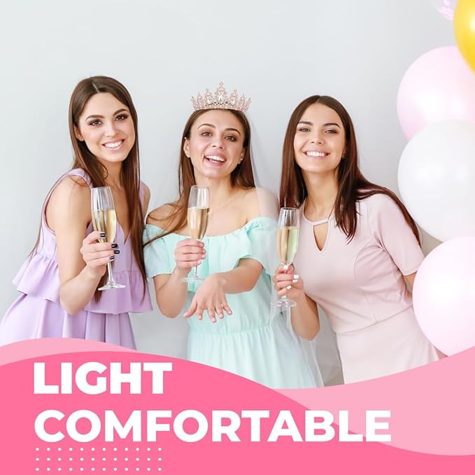 Birthday Tiara Crown with Sash for Women, Headband Hair Accessories for Wedding Party Costume Rose