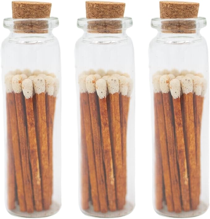 River Birch Decorative Matches in a Bottle with Striker - Cute & Colored Matches - 3 Bottles, Espresso Brown and White, 60 Matches