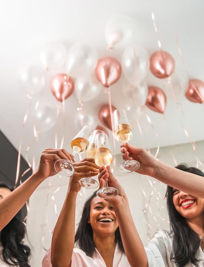 Rose Gold Balloons Garland Arch Kit, 140pcs Rose Gold Pink White Gold Confetti Latex Balloons for for Wedding Bridal Shower Princess Party Girl Birthday Baby Shower Decorations
