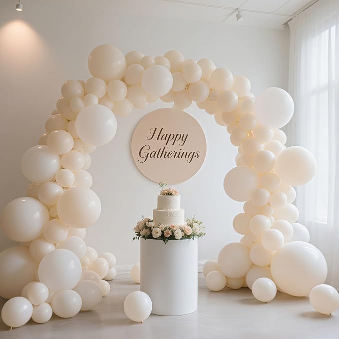 Ivory White Balloons 145 pcs Boho Decorations Different Sizes of 18 12 10 5 Inch Cream Balloons for Balloon Garland or Arch as Birthday Wedding Party Decorations