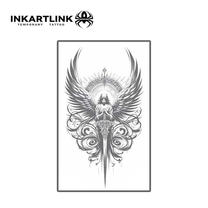 INKARTLINK Tattoo Tech, 2 Sheets Extra Large Semi Permanent Tattoo, Adult Art Design Temporary Tattoos, Lasts 1-2 Weeks, Waterproof, Realistic Look, No Adhesive, No Reflection (Mythology)199