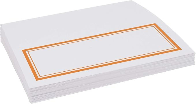 Double Line Border Place Cards, Orange (Choose Color), Set of 60, Pre-cut and Scored - Wedding, Party, Dinner, and Special Events - Made in the USA
