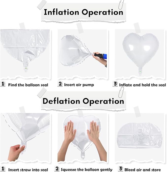 Black White Heart Balloons, 18 Inch Large Matt Black and White Heart Shape Foil Helium Balloon for Birthday Wedding Graduation Engagement Baby Shower Valentines Bachelorette Party Decoration