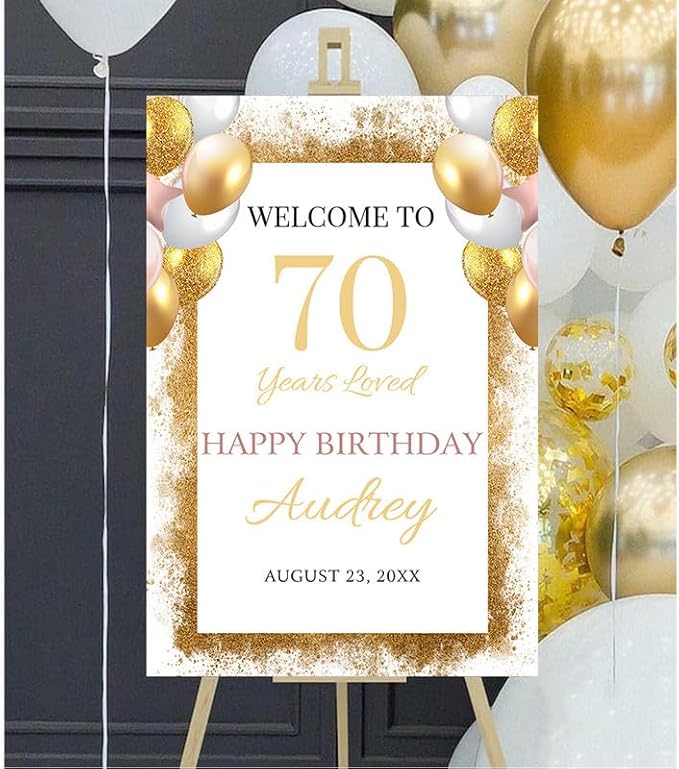 Personalized Sign for 50th Birthday Party - Decorations Celebration Sign, Happy Birthday Any Age Board, Minimalist Party Signs#2