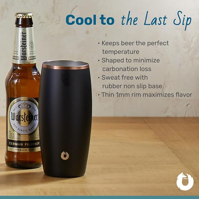 SNOWFOX Premium Vacuum Insulated Stainless Steel Beer Glass, Home Bar Accessories, Drinkware, Frosty Beverages Stay Cold, 18oz, Set of 2, Navy