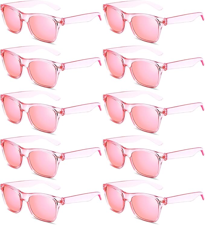 Pibupibu 10/20 Pack Neon Party Sunglasses Bulk,Wholesale Retro 80s Colorful Mirrrored Lens Sunglasses Party Favors