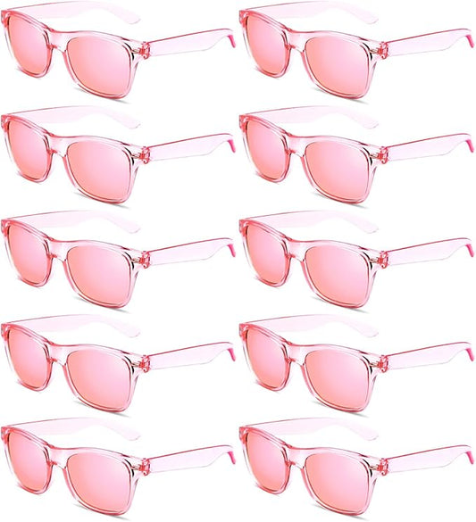 Pibupibu 10/20 Pack Neon Party Sunglasses Bulk,Wholesale Retro 80s Colorful Mirrrored Lens Sunglasses Party Favors