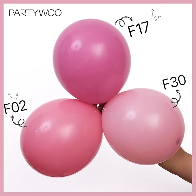 PartyWoo Mauve Balloons 100 pcs Different Sizes of 18 12 10 5 Inch Dusty Dark Boho Pink Latex Balloon Arch Kit Garland for Baby Shower Bridal Shower Wedding Birthday Party Decorations Pink-F30