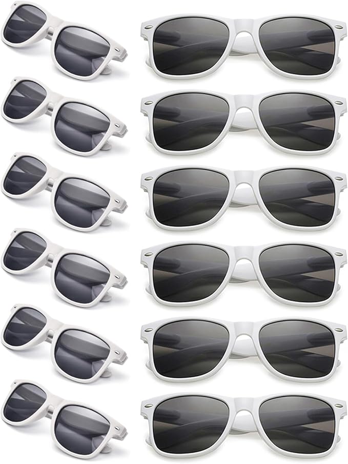 12 Pack Neon Colors Sunglasses Classic Retro Party Favors Sunglasses for Unisex Adult