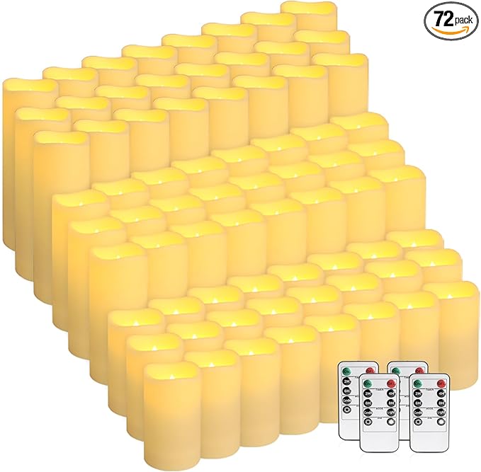 72-Pack LED Flameless Candles with Remote Control - Perfect for Home, Parties, and Special Occasions - Create a Magical Ambiance Effortlessly(Three Sizes)