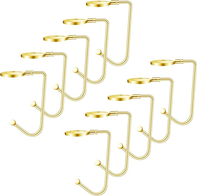 Christmas Stocking Holders Christmas Stockings Hooks Hanger Clip Non-Slip Safety Fireplace Hooks Mantel Hooks for Christmas Party Decoration (Gold, 10)