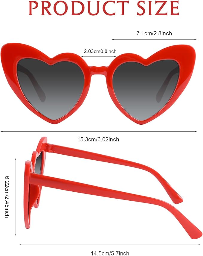 5/10/20 Pack Heart Sunglasses Bachelorette Vintage Heart Shaped Glasses for Wedding Bridesmaid Party Favor