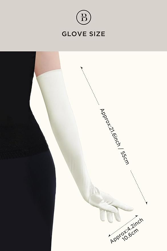 BABEYOND Long Opera Party 1920s Satin Tea Party Gloves Costume Stretchy Adult Size Elbow Length Bridal Gloves