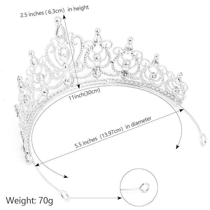 TODDER Silver Tiara for Women Girls Rhinestone Princess Queen Crowns Crystal Headband for Girls Wedding Hair Accessories for Bridal Birthday Party Prom Halloween Cosplay Holidays