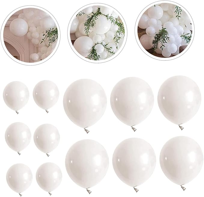 White Balloon Garland Kit DIY Arch Latex Balloons for Shower Wedding Party Decorations for Wall Window Door Hanging and Photo Props