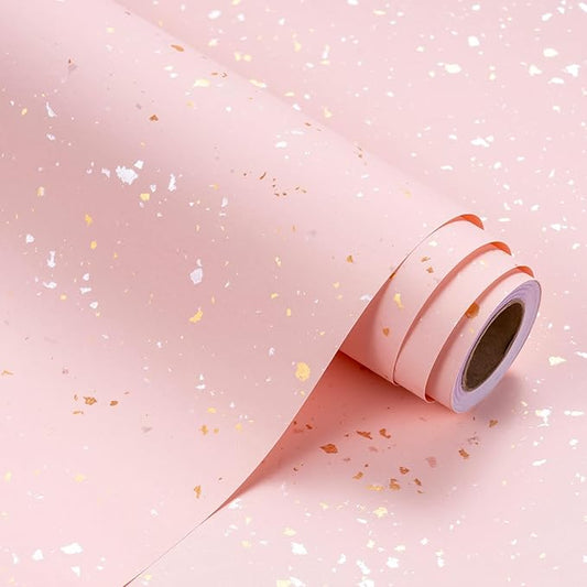 WRAPAHOLIC Pink Wrapping Paper Roll - Mini Roll - 17 Inch x 16.5 Feet - Pink Gold Design with Silky Touch Perfect for Birthday, Wedding, Baby Shower, Bridal Shower