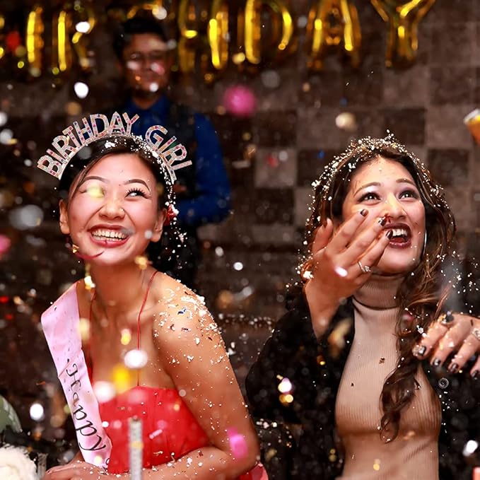 AOPRIE Birthday Girl Headband - Baroque Tiara for Women & Girls, Princess Crown Rhinestone Accessory