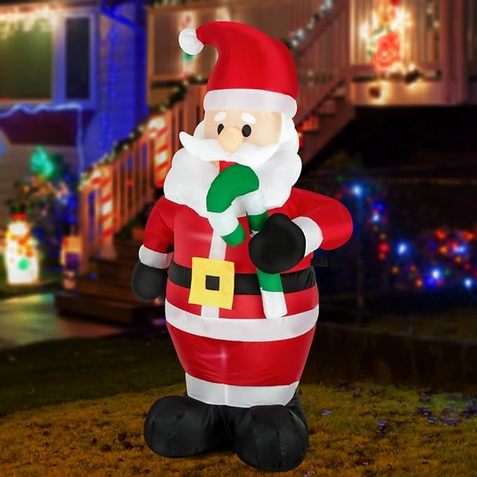 Christmas Inflatable Snowman/Nutcracker/Santa Claus Lighted Blow Up Christmas Yard Decoration with Built in Fan and Anchor Ropes (4FEET Santa)