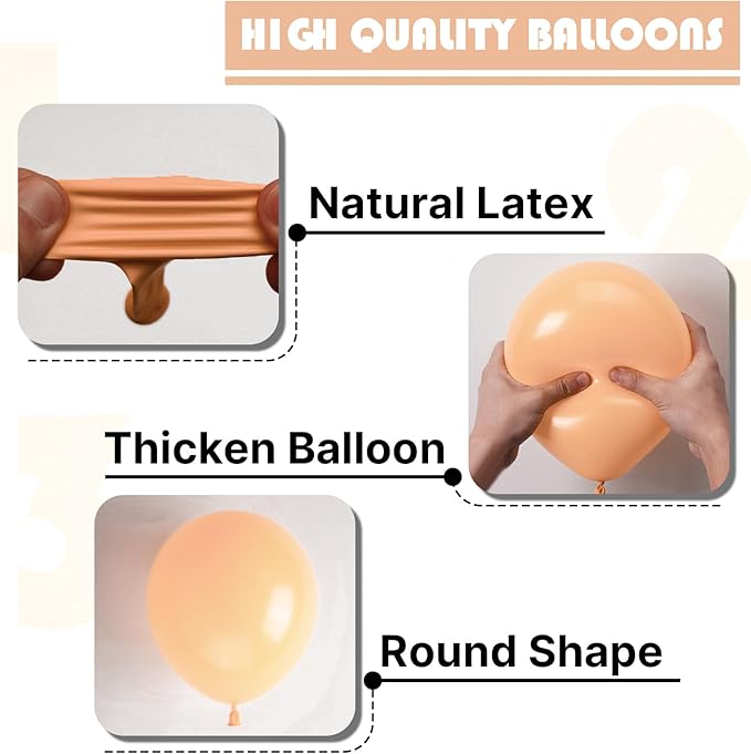 PartyWoo Nude Balloons 100 pcs Different Sizes Pack of 36 18 12 10 5 Inch Beige Apricot Balloon Arch Kit Garland for Thanksgiving Graduation Baby Shower Boho Theme Birthday Party Decorations Nude-Y103