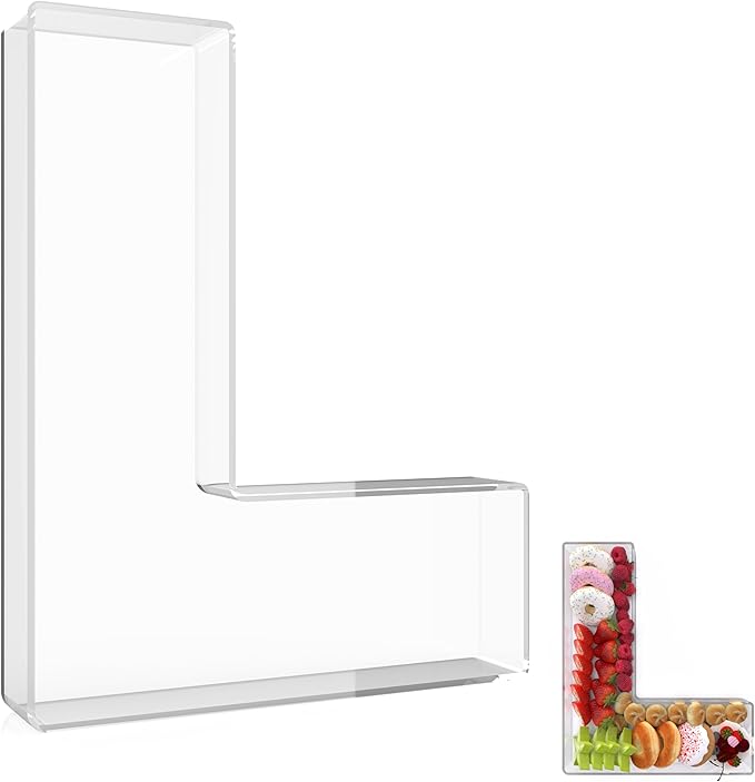 13.8" Extra Large Acrylic Letter Charcuterie Board Box, Reusable Fillable Letter Cake Candy Dish Display Serving Tray for Birthday Anniversary Party Decoration (L)