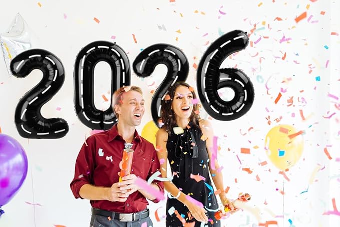 2026 Balloon Numbers - 40 Inch Race Car Theme New Years Eve Party Supplies 2026, Nye Decor Party Decorations Happy New Year, New Years Eve Foil Party Balloons