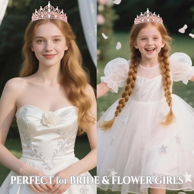 TODDER Rose Gold Tiara for Women Girls Rhinestone Princess Queen Crowns Crystal Headband for Girls Wedding Hair Accessories for Bridal Birthday Party Prom Halloween Cosplay Holidays