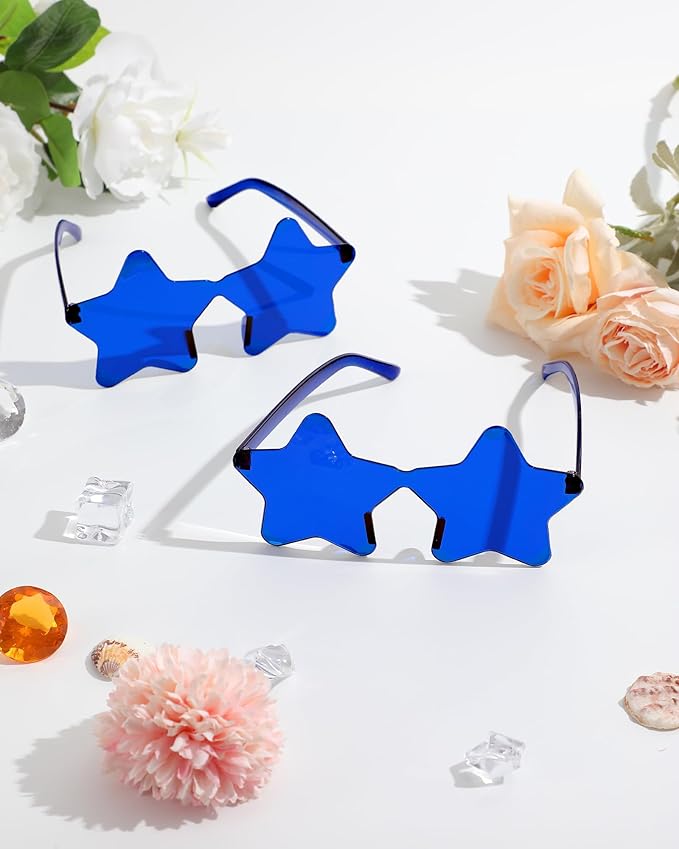 20 Pairs Rimless Star Sunglasses Bulk Transparent Candy Color Star Glasses for Women Men Party Favors