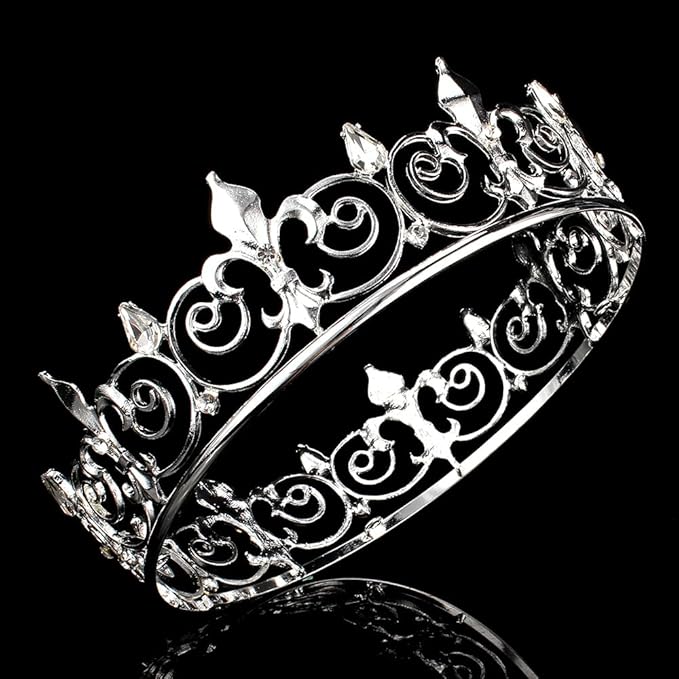 AOPRIE King & Queen Tear Drop Tiara and Crown for Women Men Crystal Hair Accessories for Wedding Prom Bridal Birthday Party Halloween Costume Christmas Gifts Silver Princess Tiara for Girls Boys
