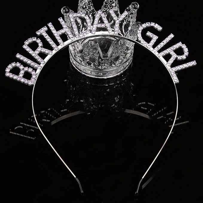 AOPRIE Birthday Girl Headband Crown for Women & Girls - Happy Birthday Princess Tiara Rhinestone Accessory, Purple