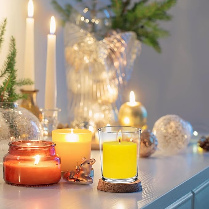 9 Packs Yellow Votive Candles, Small Unscented 1.25 Inch by 1.5 Inch Diameter Wax Colored Candles for Wedding, Party, Table Holiday & Home Decoration - 8 Hours Burn Time