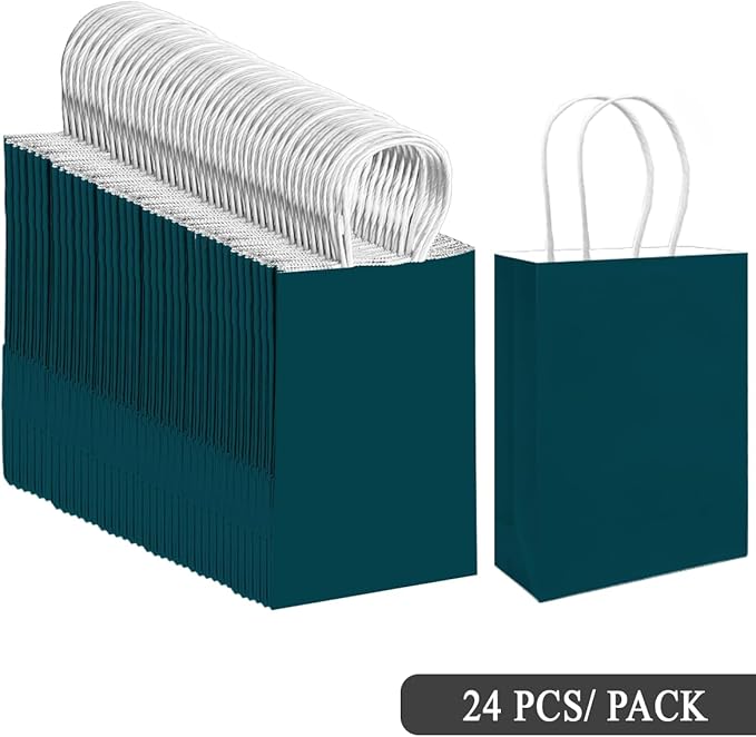qiqee 30PCS Medium Gift Bag with Handles Bulk 11"x5"x8" Gift Bags Green Blue Bags Multiple Uses (Medium Size)