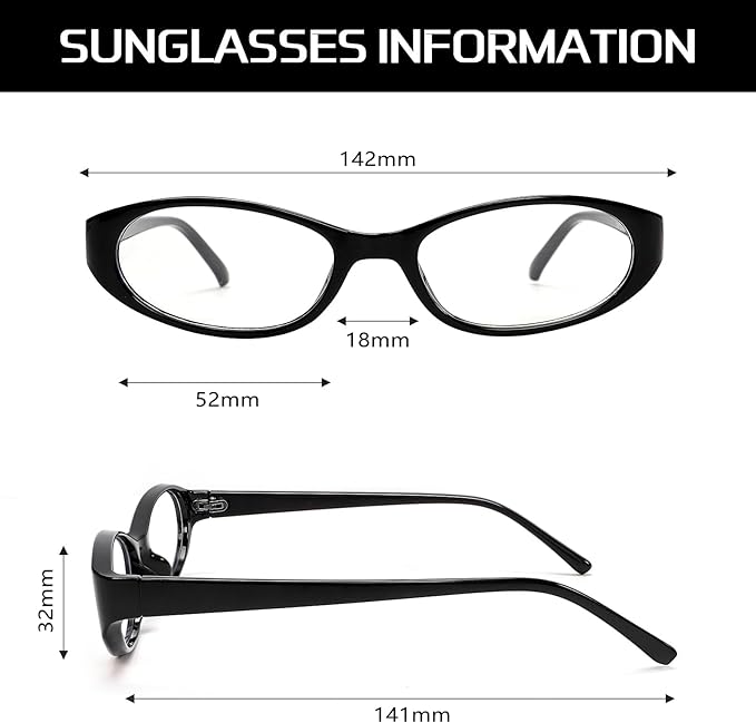 Retro Oval Sunglasses for Women Chic Cat Eye 90s Sunnies Lightweight Narrow Shades Trendy UV protection Sun Glasses