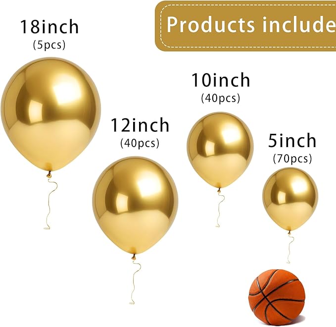 Metallic Gold Balloons 145 pcs Gold Metallic Balloon Arch Kit Different Sizes of 18 12 10 5 Inch Gold Balloons for Balloon Garland Kit or Balloon Arch as Birthday Party Decorations