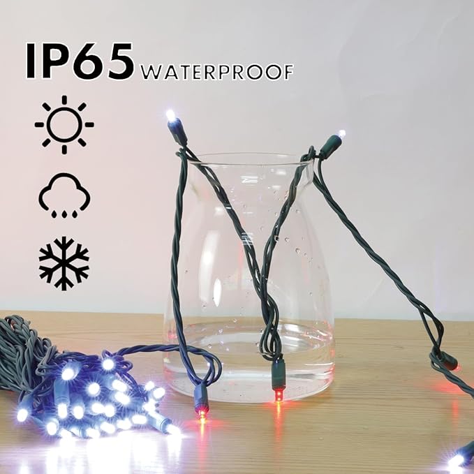 LAMPHOME 1200LED (24pk of 50L) String Lights, LED Christmas Lights, 6" SPACING,Green Wire, Red and White