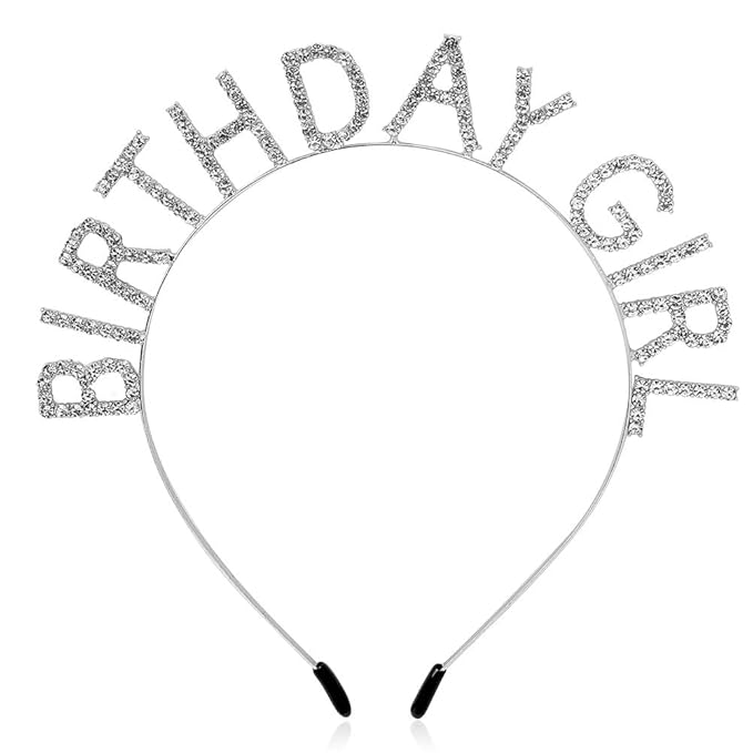 AOPRIE Birthday Girl Headband Tiara for Women & Girls - Happy Birthday Princess Crown Rhinestone Accessory, Silver