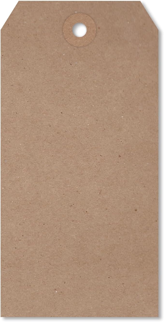 SmartSign Brown Gift Tags - Pack of 1000, 4.75" x 2.375", Size-5 Eco-Friendly Blank Tags with Reinforced Fiber Patch, 11 pt Recycled Kraft Paper Tags for Merchandise/Garments/Shipping