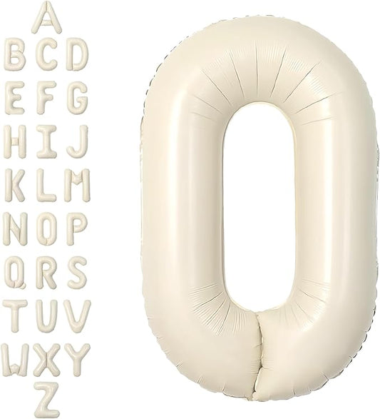 SUWEN 40 Inch Cream Large O Letter Balloons Big Foil Helium Letter Balloons A-Z Jumbo Mylar Happy Birthday Party Decorations for Girl Anniversary Party Supplies