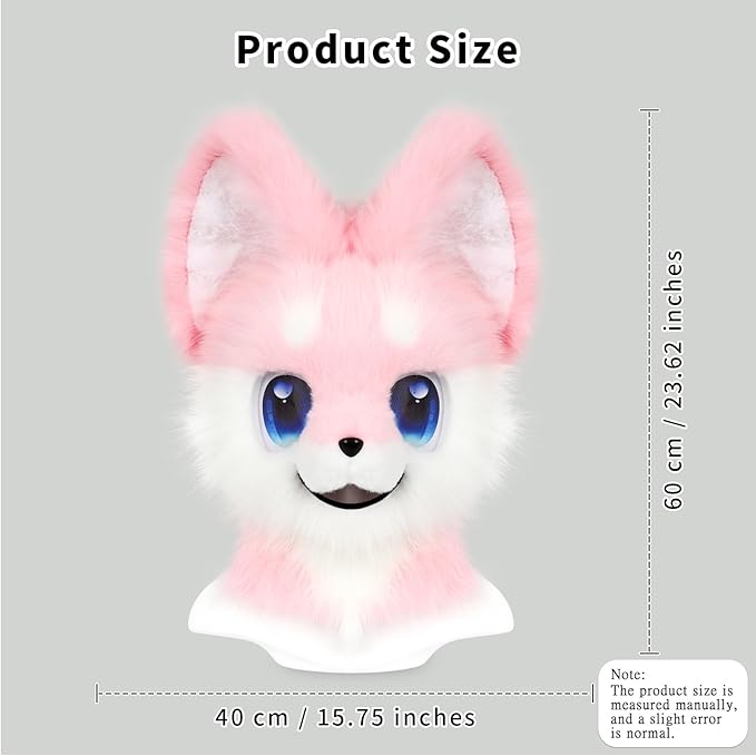 Animal Full Head Dog Mask Fursuit Therian Plush Realistic Masks for Party Halloween Cosplay Costume Accessory