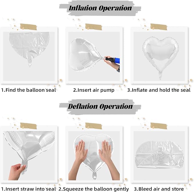 White Heart Foil Balloons, 18 Inch, 12Pcs Large Helium Balloons for Wedding, Birthday, Baby Shower, Bridal, Valentine, Graduation Party Decorations