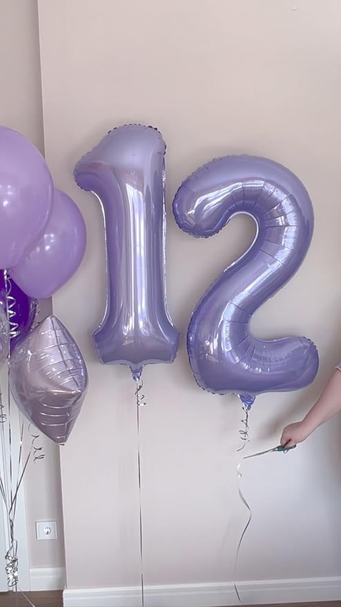 Lilac Number 1 Balloon 40 inch, Number 1 Birthday Balloon for Boy Girl, Lavender Foil One Balloon for 1st 10 11 12 16 18 Birthday Party, Anniversary Celebration Number Balloons Decorations