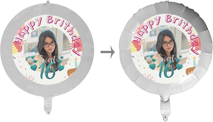 Custom Balloons Photo Text Party Personalized Picture Balloons with logo Names Balloons First Birthday, Birthday Party, 16 years old Party, Christmas Party Balloon With Stand and Pump