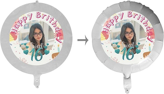 Custom Balloons Photo Text Party Personalized Picture Balloons with logo Names Balloons First Birthday, Birthday Party, 16 years old Party, Christmas Party Balloon With Stand and Pump