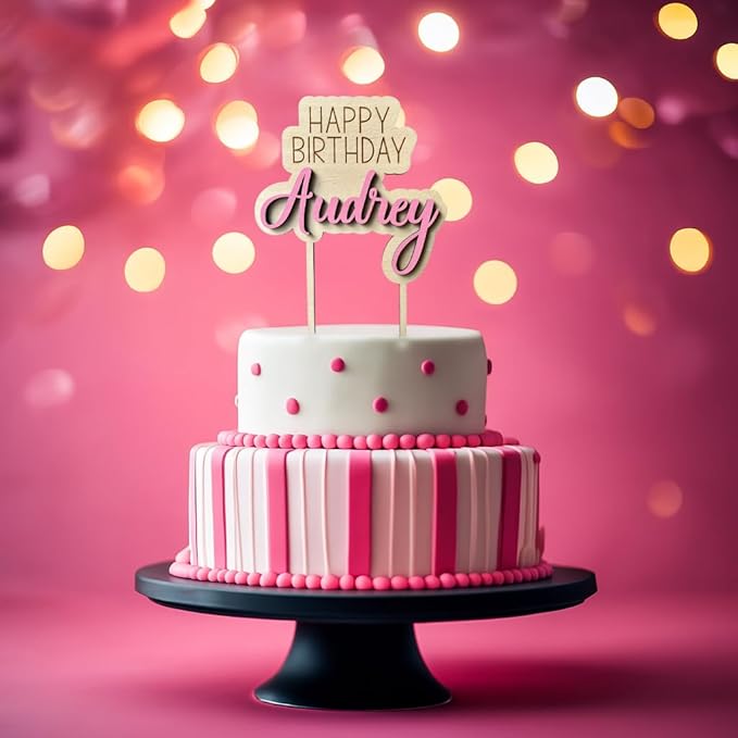 Personalized Happy Birthday Cake Topper – Custom Name Party Decoration – Wooden Laser Cut with 3D Layered Design – Available in 6” or 8” – Reusable Keepsake for Cakes (5-6 inch)