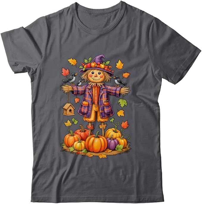 TeesPure Scarecrow Autumn Harvest Fall Season Pumpkin Thanksgiving Shirt Short Sleeve Tee