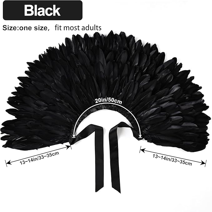 Gothic Natural Feather Shrug Feather Shawl Wrap Cape Victorian Collar for Halloween Cosplay Party Costume Accessories