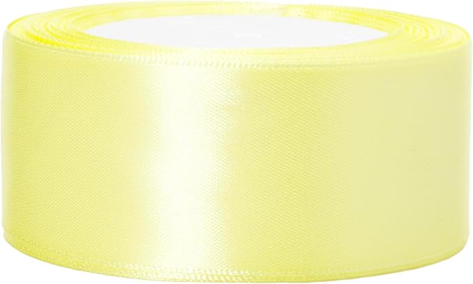 ATRBB 25 Yards 1-1/2 inch Wide Satin Ribbon Perfect for Wedding,Handmade Bows and Gift Wrapping(Light Yellow)