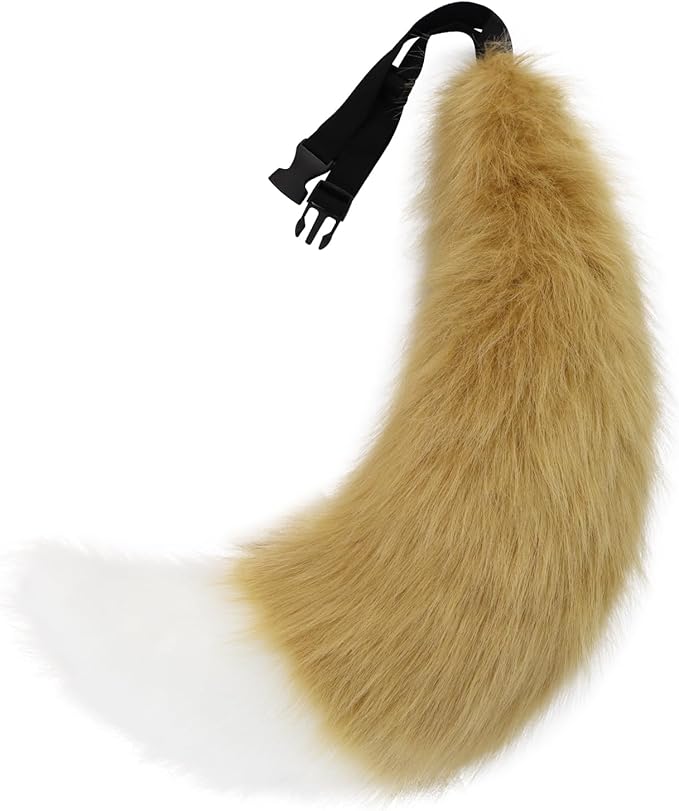Adolala Faux Fur Wolf Fox Tail with Adjustable Elastic Belt Halloween Cosplay Costume Accessory