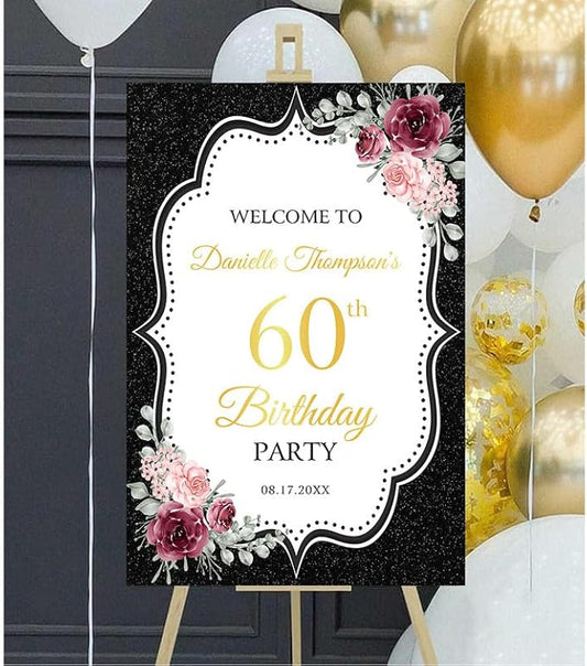 Personalized Sign for 50th Birthday Party - Decorations Celebration Sign, Happy Birthday Any Age Board, Minimalist Party Signs#7