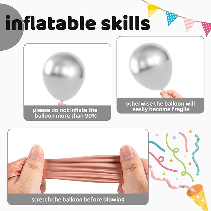 Labeol Silver Balloons Different Sizes 139PCS 18/12/10/5 Inch Balloon Garland Arch Kit Quality Latex Balloons Decorations for Party Birthday Graduation Wedding